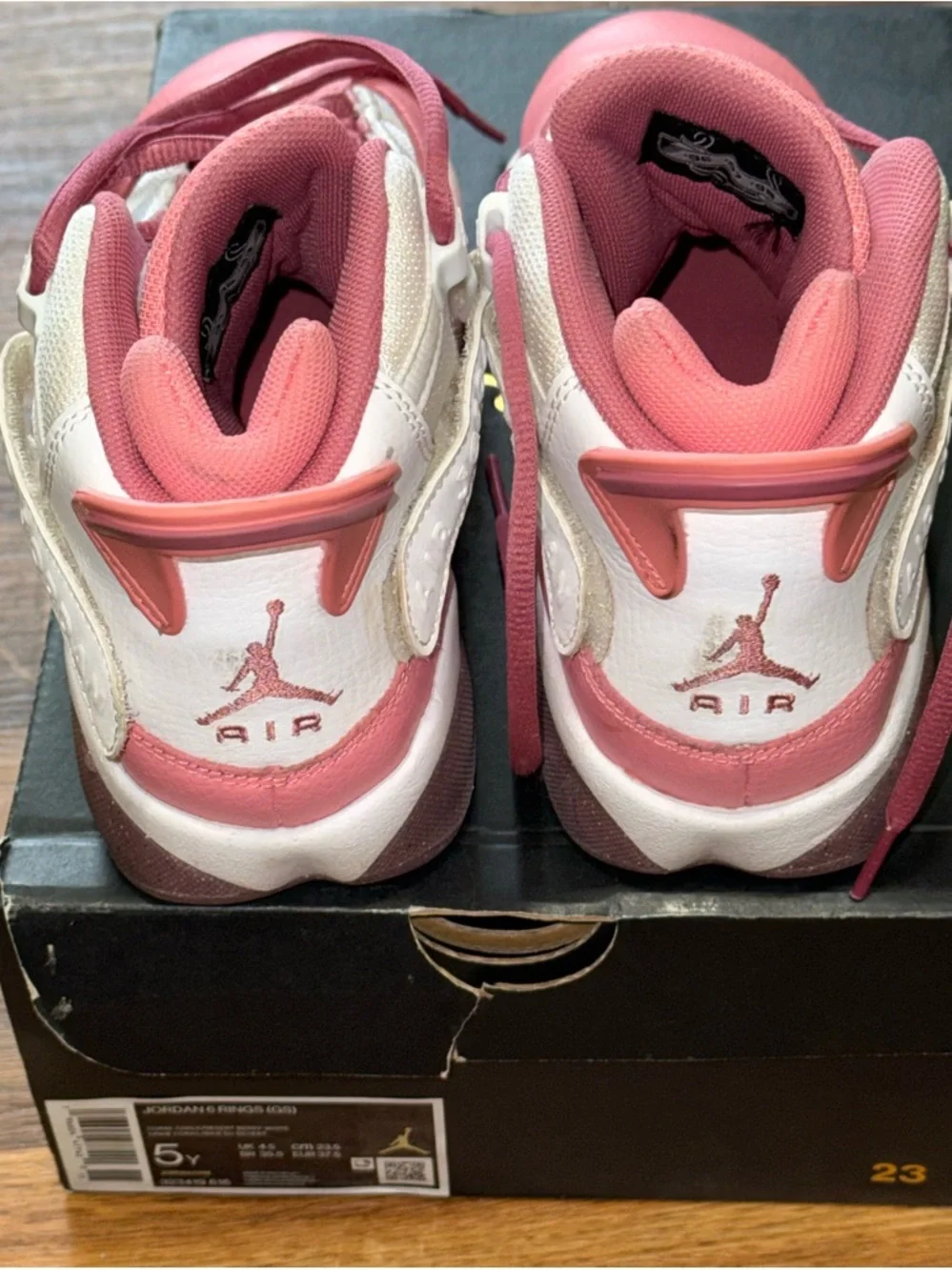Nike Air Jordan 6 Rings GS Coral Chalk Desert Berry White Size 5Y Girls w/box - Picture 5 of 16